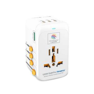 1WorldAdapter™ PD120W GaN Pro™ with 4 x USB-C PD3.2 & USB-A QC4+ PPS Fast Charging Microdia