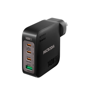 MICRODIA SMARTCube™ Nano 140W, GaN Pro Wall Charger, 4-Port, USB-C PD3.1 + USB-A QC3.0 Microdia