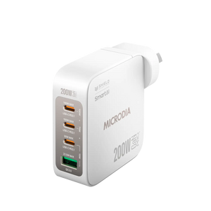 MICRODIA SMARTCube™ Nano 200W,GaN Pro Wall Charger, 4-Port,USB-C PD3.1 + USB-A QC3.0 Microdia