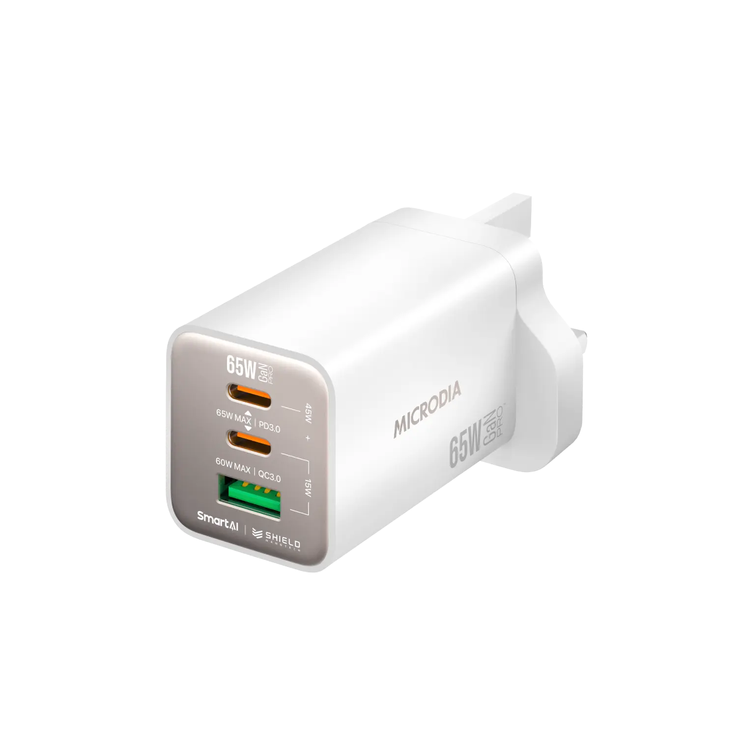 SMARTCube™ Nano 65W GaN Pro Wall Charger, 3-Port, USB-C PD3.0 + USB-A QC3.0 Microdia