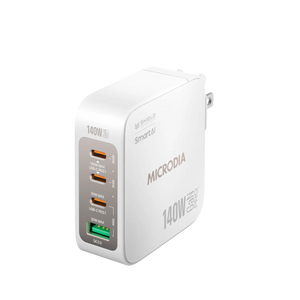 MICRODIA SMARTCube™ Nano 140W, GaN Pro Wall Charger, 4-Port, USB-C PD3.1 + USB-A QC3.0 Microdia