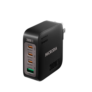 MICRODIA SMARTCube™ Nano 200W,GaN Pro Wall Charger, 4-Port,USB-C PD3.1 + USB-A QC3.0 Microdia