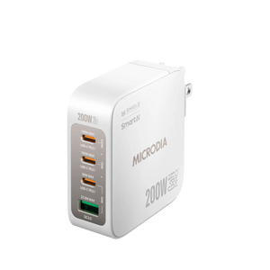 MICRODIA SMARTCube™ Nano 200W,GaN Pro Wall Charger, 4-Port,USB-C PD3.1 + USB-A QC3.0 Microdia