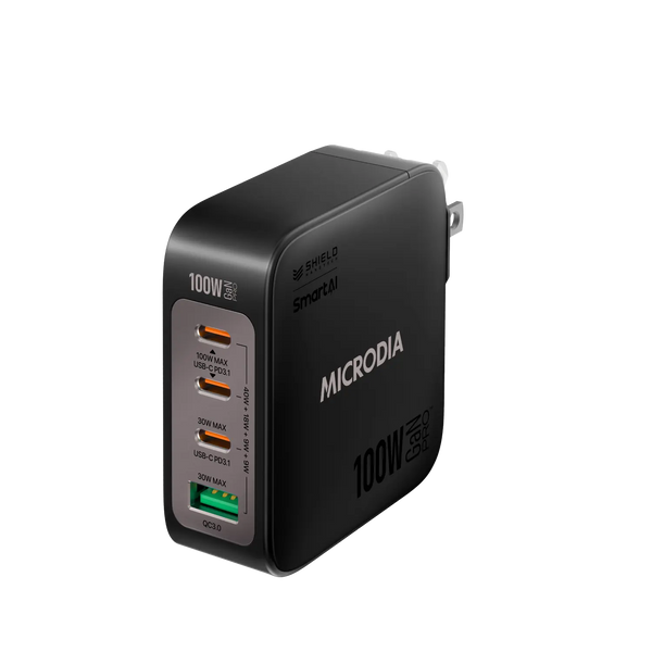 SMARTCube™ Nano 100W GaN Pro Wall Charger, 4-Port, USB-C PD3.0 + USB-A QC3.0 Microdia